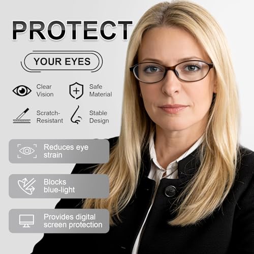 YMRFW 5 Pack Oval Reading Glasses All Day for Women,Computer Readers with Blue Light Protection — view 2
