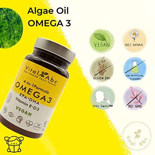 VEGAN OMEGA 3, 4in1 Omega 3 EPA+DPA+Vit.D3 ( van Korstmos ) + Natuurlijk Vit.E - Algenolie - Ondersteunt hart, hersenen… - Image 6