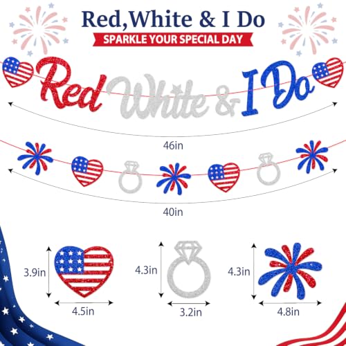 Image of 4th of July Theme Red White & I Do Banner | Independence Day Patriotic Party Decorations USA National Day Bachelorette Bridal Shower Engagement Wedding Party Supplies