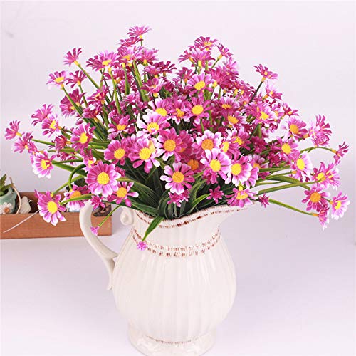 E-HAND Artificial Flowers Outdoor Pink Daisy UV Resistant Plastic Plants Fake Greenery Indoor