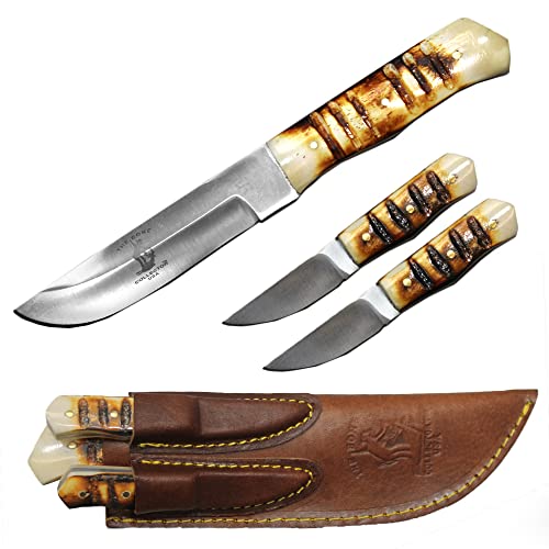 Rtek Hunting Knife Set, With Harden Plastic Sheath M-9 Military Style Saw Back Knife, Skinning Knives And Travel Sheath For Hunting, Field Dressing, Skinning, Camping, And Outdoors, 13" Tactical Fixed Blade, 8" Full Tang Fixed Blade (Bone) #TOP7