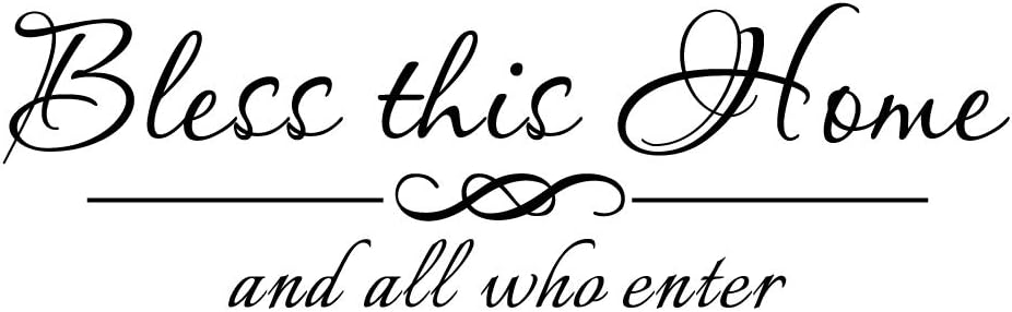 KYSUN Bless This Home and All who Enter Vinyl Wall Decal God Bless Quotes Home DIY Entryway Lettering Wall Words Christian Handwriting Art Letters Religious Motto Room Décor