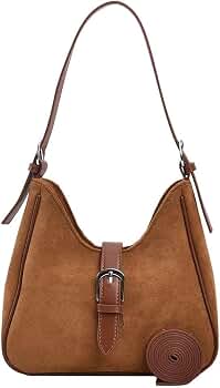 TYATVS Burgundy Suede Tote Bag For Women - Brown Faux Suede Hobo Handbag For Office & Travel