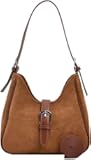 Brown Suede Tote Bag for Women Trendy Suede Handbag Crescent Tote Bag Work Hobo Handbags
