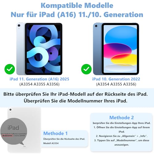 FUWANG Für iPad A16 11 (A16)/10 Gen Hülle mit Tastatur, Trackpad 360° – Ansicht 2
