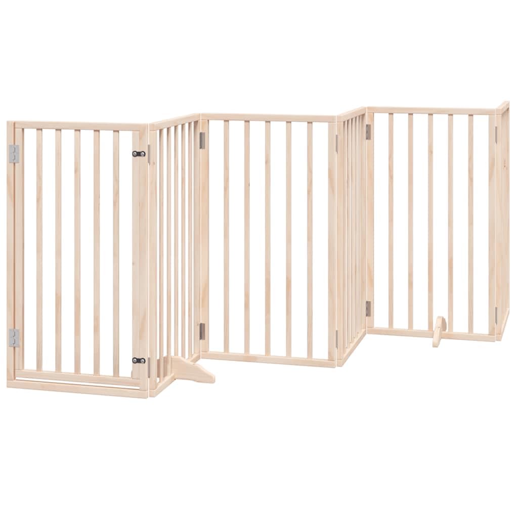 Puerta plegable para perros de 15 piezas de madera de álamo de 750 cm con puerta, independiente, ideal para interior y exterior, protección segura para cachorros y perros, fácil de transportar