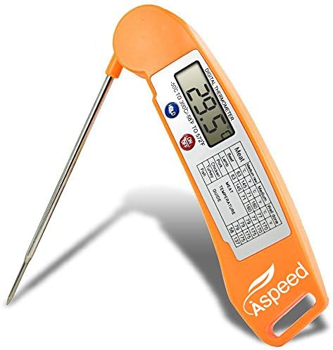 Instant Read Thermometer, AiSpeed Digital Kitchen Meat Thermometer Probe With LCD Screen For Professional Cooking, Outdoors Bbq, Chef Grill, Oven meat etc-ETDH1 Orange