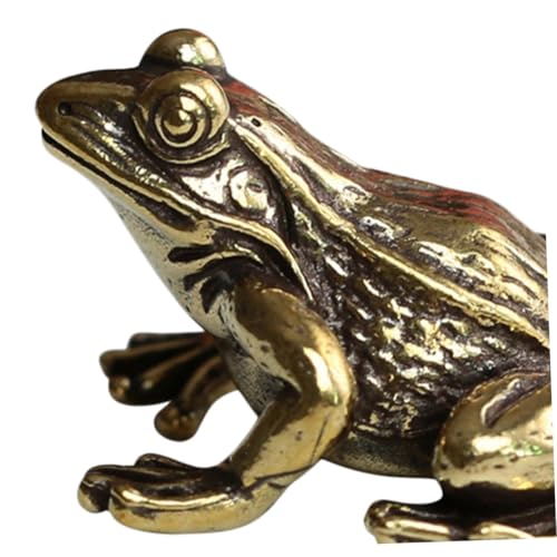 NULYLU 真鍮製ミニカエル置物 小型デスクトップ装飾 ガーデンフロッグデコレーション オフィス 車内用レトロ風インテリア