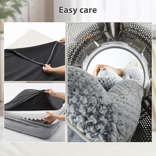 Orthopedic Dog Beds for Large Dogs,Waterproof Dog Bed, Egg Crate Foam Bed for Large Dogs, Big Pet Bed with Washable Removable Waterproof Pillow Cover and Anti-Slip Bottom, Grey - Image 6