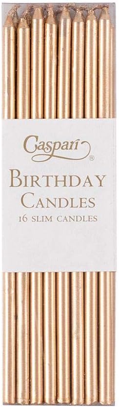 Caspari Slim Birthday Candles in Gold, 64 Candles Included