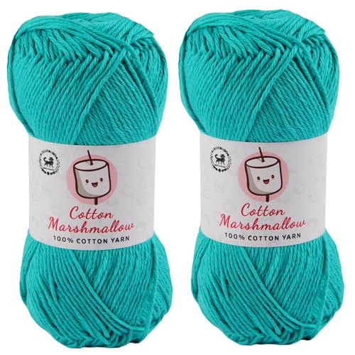 Image of NESTNHAVEN Cotton Marshmallow 100% Cotton Yarn - (50 g, 130 m) - Luxury Yarn for Crochet, Amigurumi, Embroidery, Toys, Garments, Flowers and Hobby Projects (Persian Blue) |