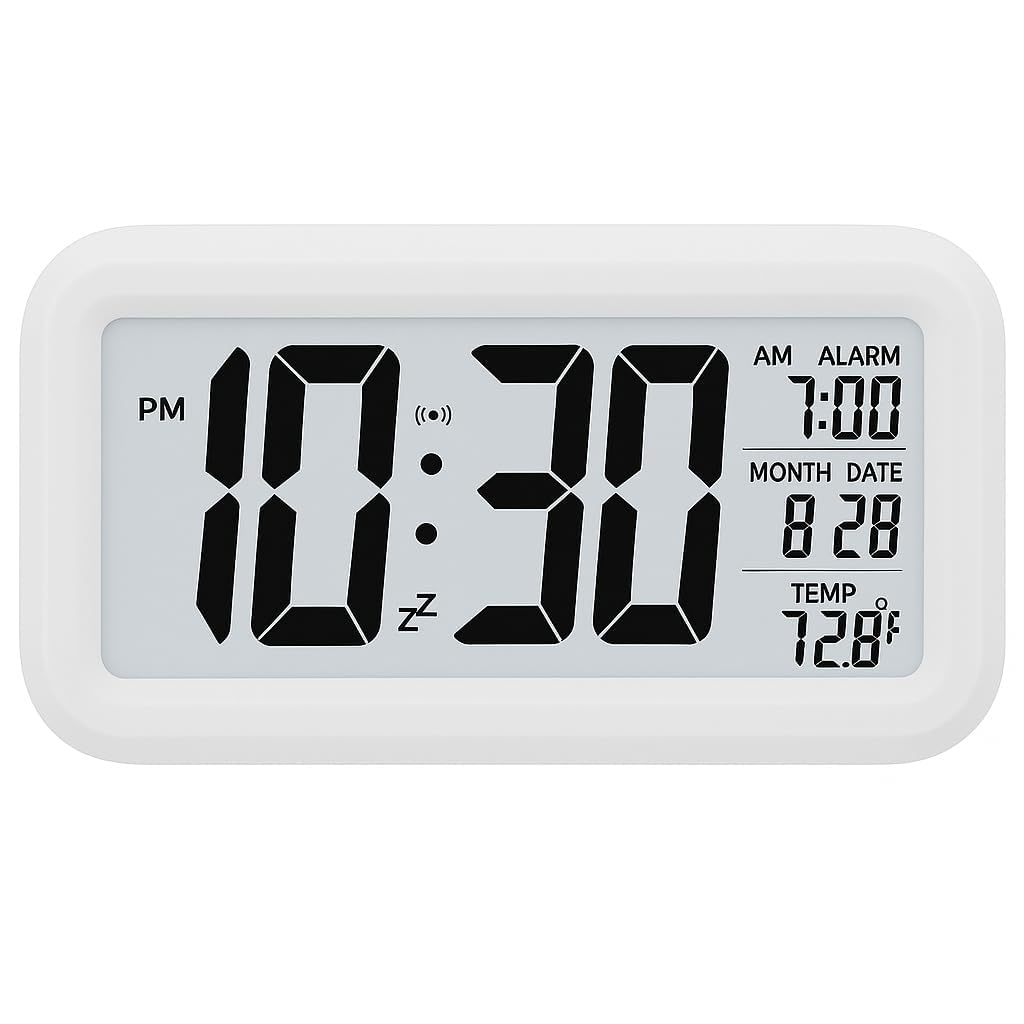 Digital Alarm Clock for Heavy Sleepers | Loud Alarm with Automatic Light Sensor, Multifunction Table Clock with Date, Time & Temperature Display for Bedroom, Office & Study-image-26