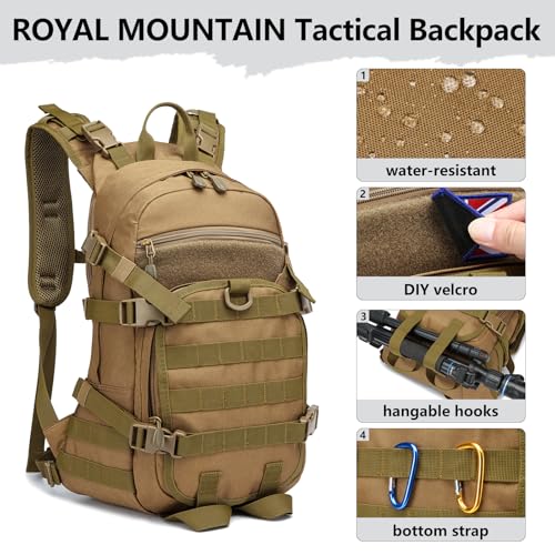 25L Small Tactical Backpack For Men, Military Waterproof Backpack With Multiple Pockets, 3-Day Bug Out Bag Molle Military Backpacks For Camping, Hiking, Traveling (Khaki) - Image 5