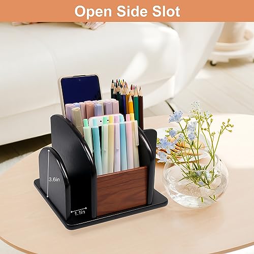 Coideal Fernbedienungshalter Caddy - großer hölzerne rotierende Fernbedienungsorganisator für Office Tisch (6 Fächer)