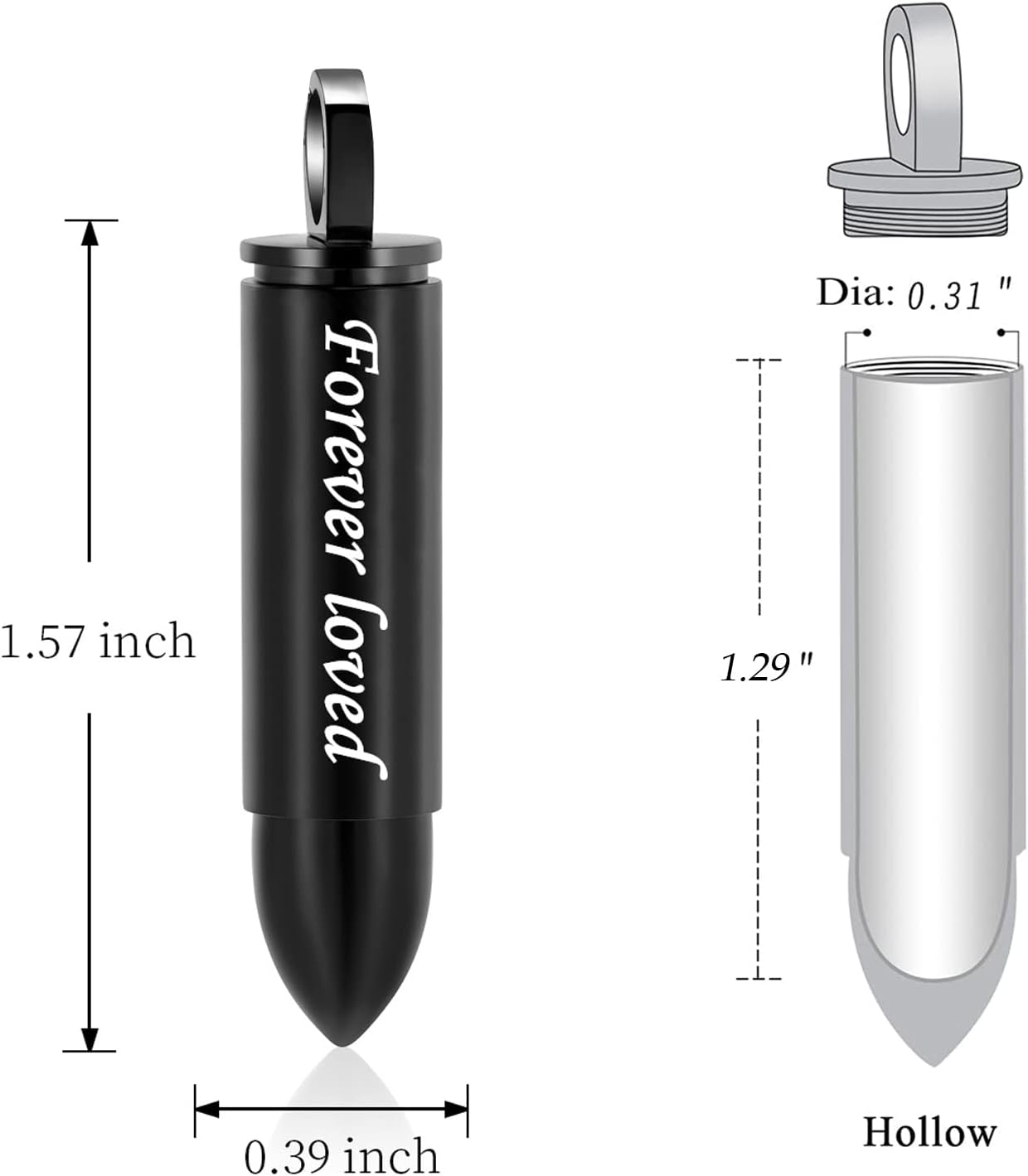 RIPFEVURN 3 Pack Black Cremation Jewelry Bullet Urn Necklace for Ashes for Women Men Cylinder Urn Memorial Keepsake Pendant for Human Ashes - Image 6