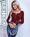 Remikstyt Womens Long Sleeve Henley Shirts Ribbed Button Down Casual Tunic Tops Burgundy