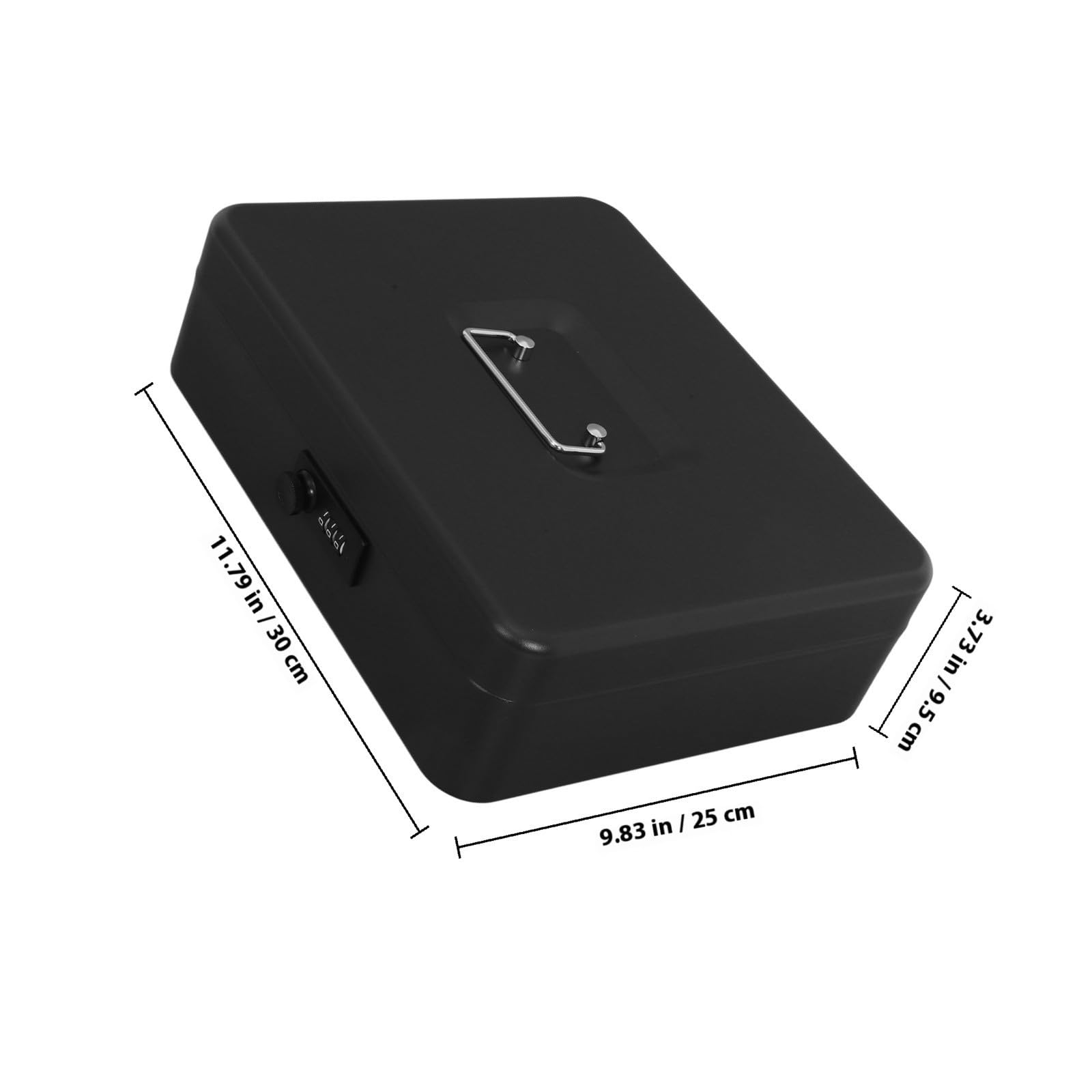 TOYANDONA Caja de Dinero Cerradura y Gran Capacidad de Hierro Negro, Almacenamiento Seguro y Duradero Adecuado para Oficina y Hogar