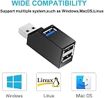 USB hub,Mini USB 3.0 Hub 3 Port Portable Adapter High Speed Expansion Multi USB Hub Splitter Lead Adapter Cable for PC Laptop,Desktop,XPS,MacBook,Surface Pro,USB Flash Drives,Mobile HDD