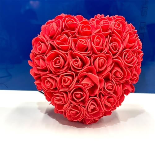 DecorTwist® Heart-Shaped Rose Foam Flower Gift | Valentine's Day, Wedding, Anniversary, Christmas Decor | Romantic Love Simulation Flower for Girlfriend & Home Decoration (Red) 7 51PrDrw0grL