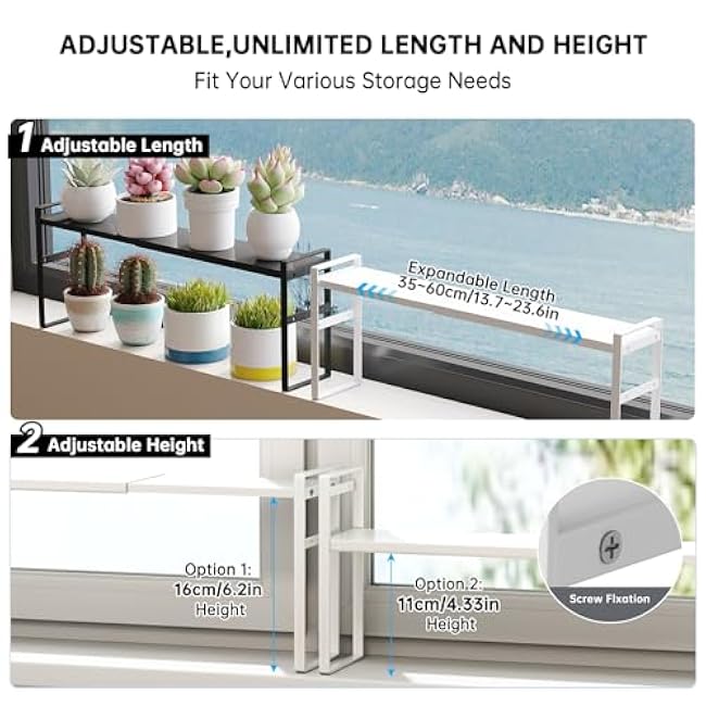 1pcs Small Narrow Tall Shelf for Windowsill Kitchen Organizer Window Sill Plant Shelf Stackable Shelves Bathroom Sill Thin Shelves for Narrow Spaces Counter Top Racks