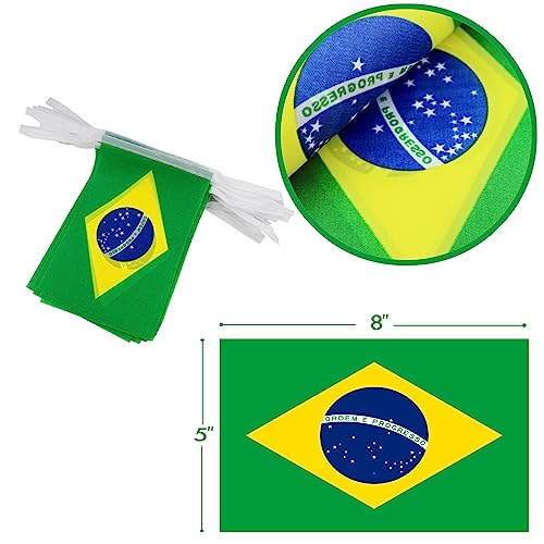 Image of Brazil String Flag Pennant Banner - 38 Flags, 42 Feet Small Mini Brazilian Flags Bunting Banner for Country Decoration, School, Party, Sports Events