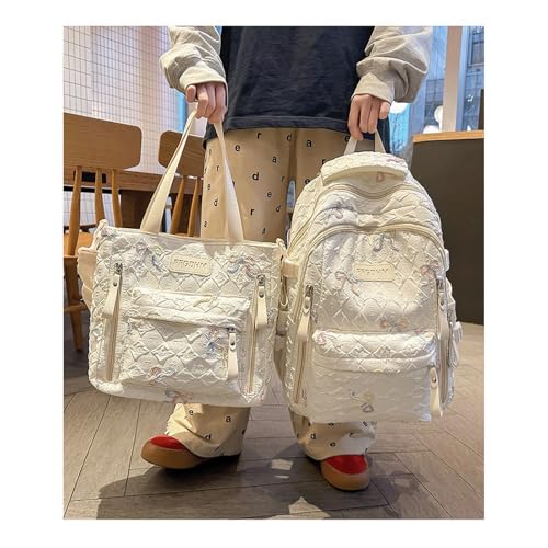 Pink Bow Backpack Embroidered Pink Backpack and Tote Set with Matching Front Zip Pockets2