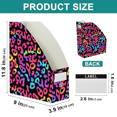 Boîte de rangement magazine pliante léopard fluo x6