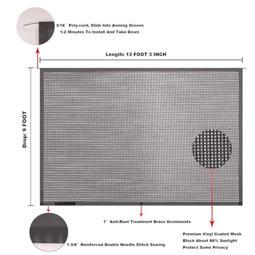 Image of RV Awning Mesh Sun Shade Screen for Motorhome Camper Trailer Sunshade