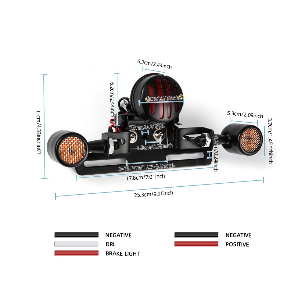 Universal Motorrad Rücklicht Kennzeichenhalter-Blinker-Set E11 für Cafe Racer Bobber Chopper