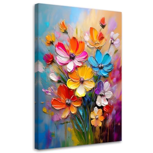 Tableau Fleurs Abstraites Feeby 70x100cm pour Salon Moderne