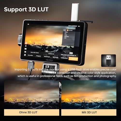 VILTROX DC-A1 Camera Monitor 7'' Touchscreen Camera Field Monitors,2800nits 4K HDMI in/Out,DSLR External Monitor Kit Sunshade Hood,Waveform&Vectorscope,Peaking Focus Assist,3DLUT,False Color Function