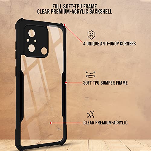 Image of Jkobi Back Cover Case for Poco C55 (Shockproof with Polycarbonate Clear Panel | Professional Black)