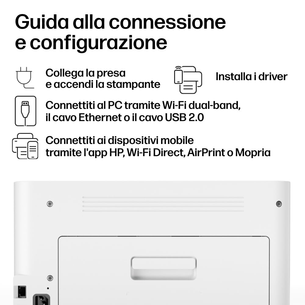HP Color LaserJet 150nw Stampante A4 a Colori, Stampa Manuale Fronte/Retro, 18 ppm, USB, Wi-Fi, Ethernet, LCD