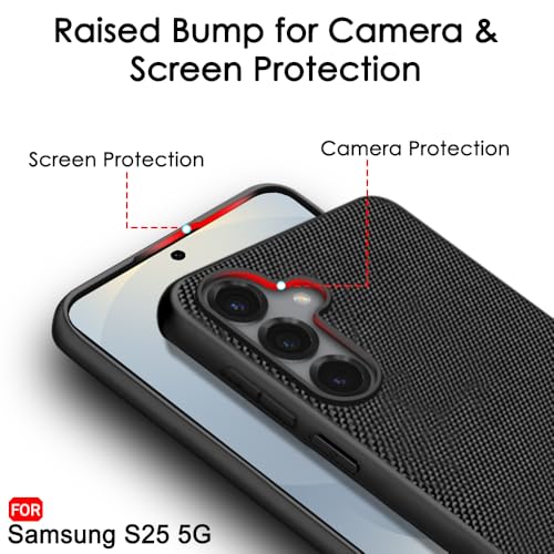 Image of TheGiftKart Back Cover Case for Samsung Galaxy S25 5G | Slim & Lightweight | Ultra-Premium Design | Camera Protection Bump | Fabric Texture Case Cover (PC & TPU, Black)