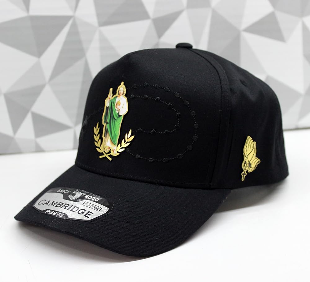 San Judas Tadeo Gorra Negra con Rosario | San Juditas Belicas | St. Jude Thaddeus Black Hats | Gorras con Rosario