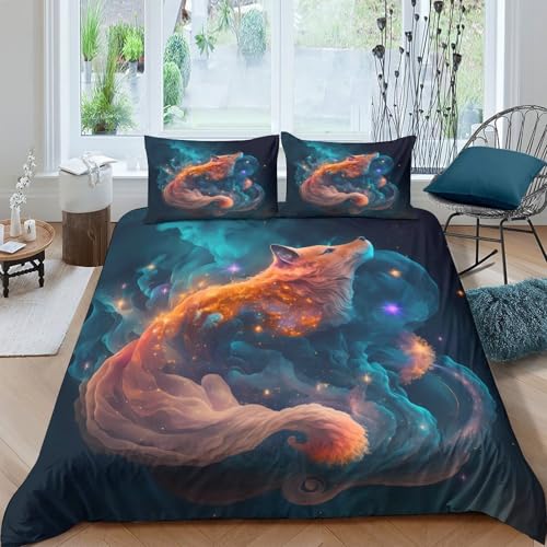 Parure de lit renard 3D en microfibre premium résistante avec fermeture éclair