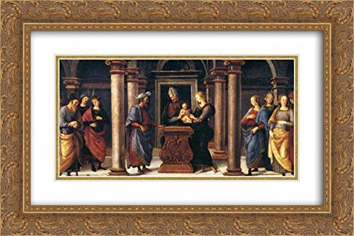 Pala di Fano (Presentation in the Temple) 24x16 Gold Ornate Frame and Double Matted Museum Art Print by Pietro Perugino