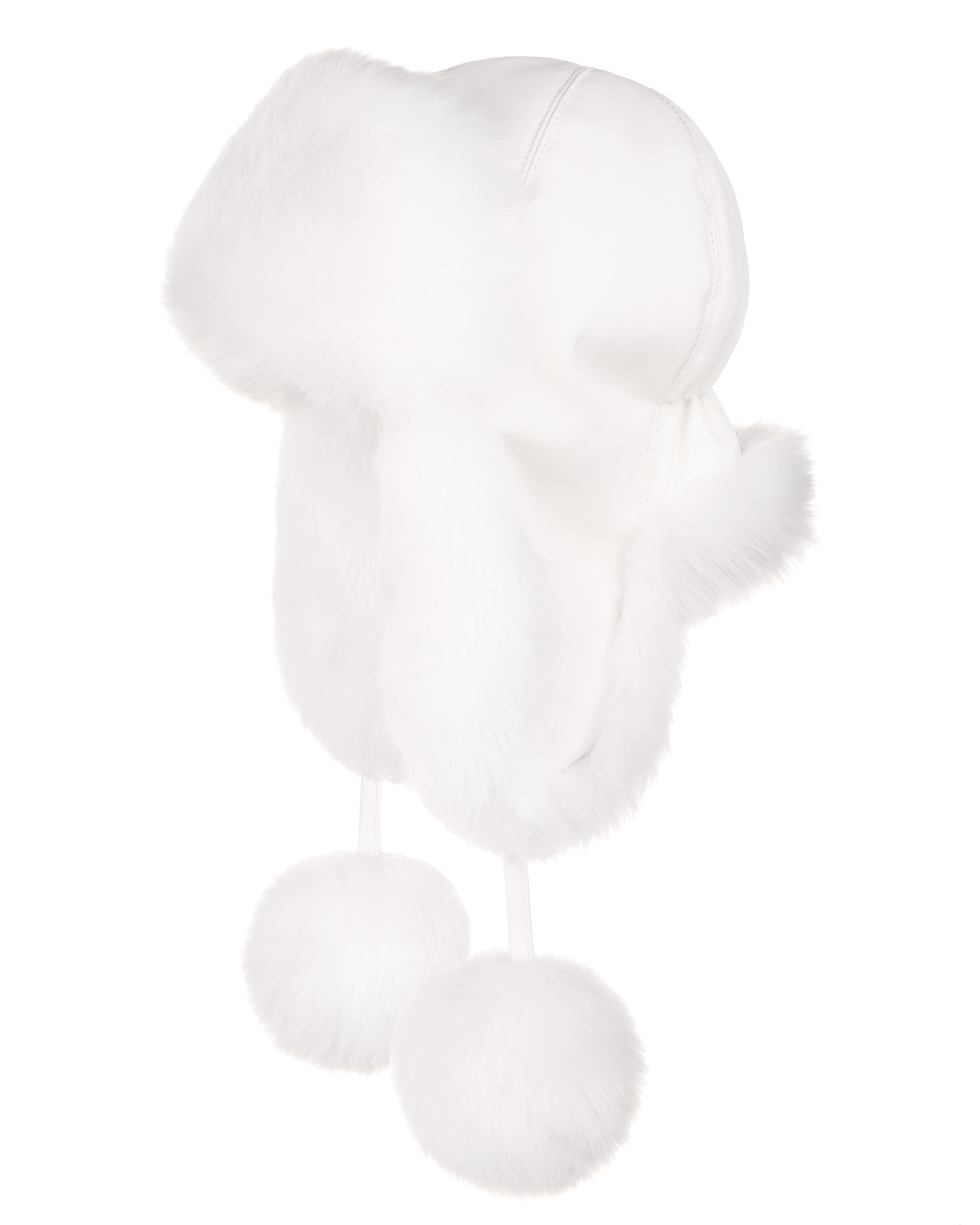 Futrzane Women's White - White Siberian Aviator Hat - Winter Trapper Hats For - Warm Russian Bomber Hat (L, )