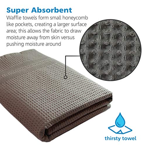 Gilden Tree Waffle Towel Set Quick Dry Thin | 2 Bath Towels | 2 Hand Towels | 2 Washcloths, Classic Style (Stone) #TOP2