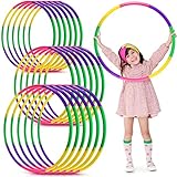 18 Pack Exercise Hoop Detachable Size Adjustable Toy Hoop Toy Color Hoop Adjustable Hoop Plastic Toys Rings for Adult Party Games Gymnastics Dog Agility Equipment Fitness Sports Playing, 3 Styles