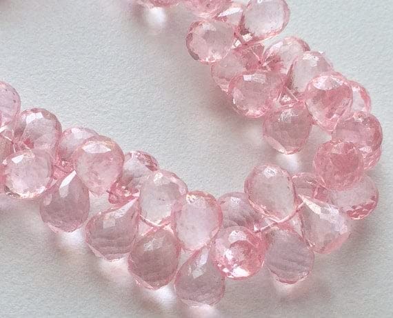 Quartz rose en goutte briolette 7x11mm fil de perles naturelles de 8 pouces
