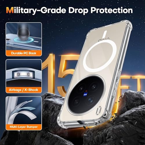 Image of Jkobi Shockproof Crystal-Clear Back Cover for Vivo X300 Pro (Magsafe Wireless Support | Drop & Camera Protection | Hard Polycarbonate)