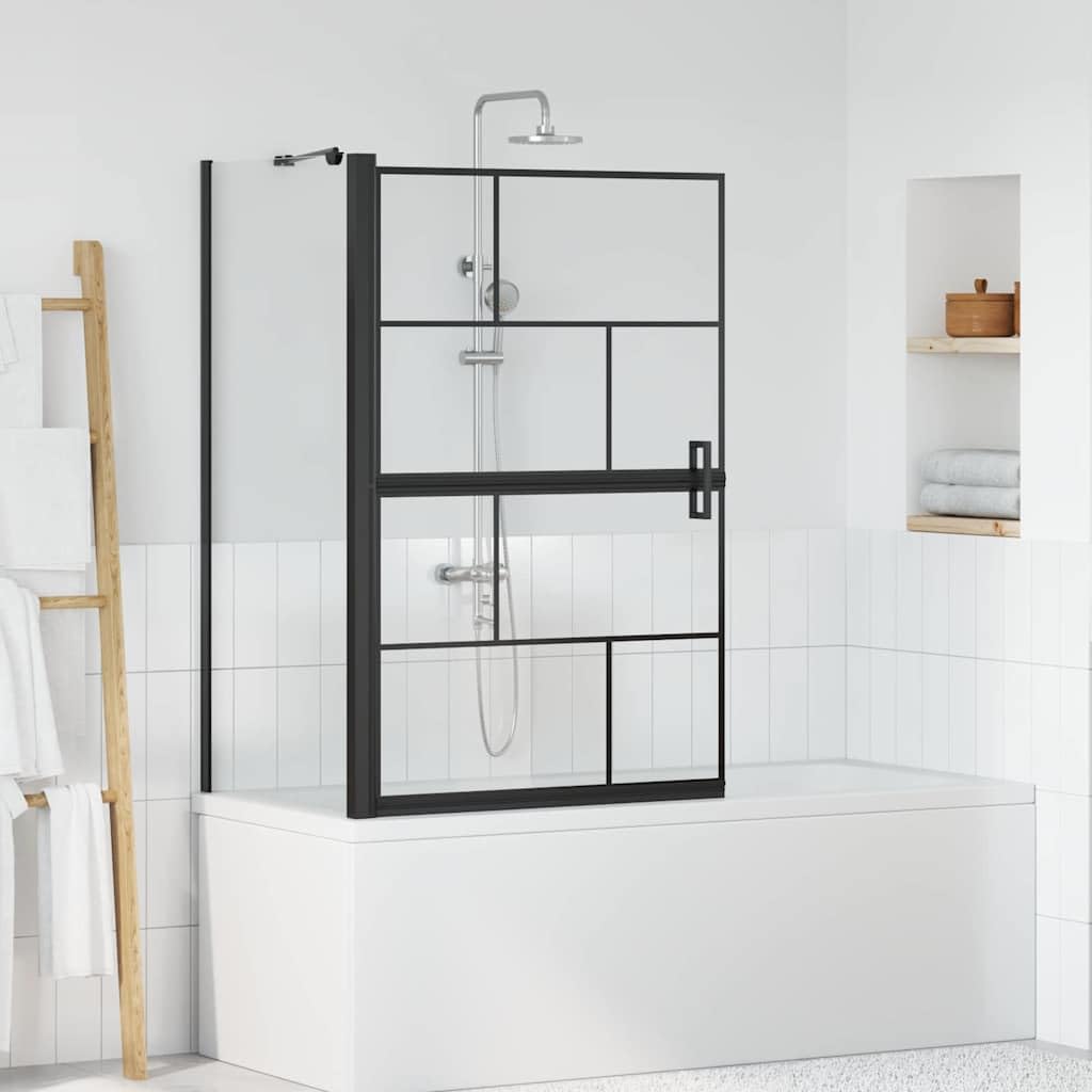 Box doccia pieghevole in vetro temperato con telaio in alluminio, nero e trasparente, 116 x 68 x 128 cm, idrorepellente, regolabile manualmente