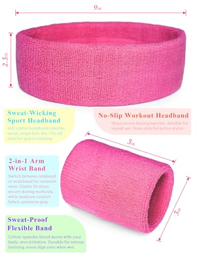 v28 Neon Leg Warmers Set for women Headband Sweatbands Wristbands 80s 90s Pink Running Fanny 80’s Plus Size Costumes Pack3