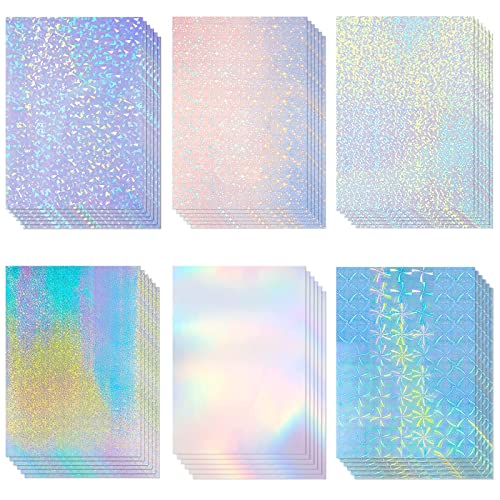 Nezyo 60 Sheets Holographic Laminate Sheets Clear Glitter A4 Size Vinyl