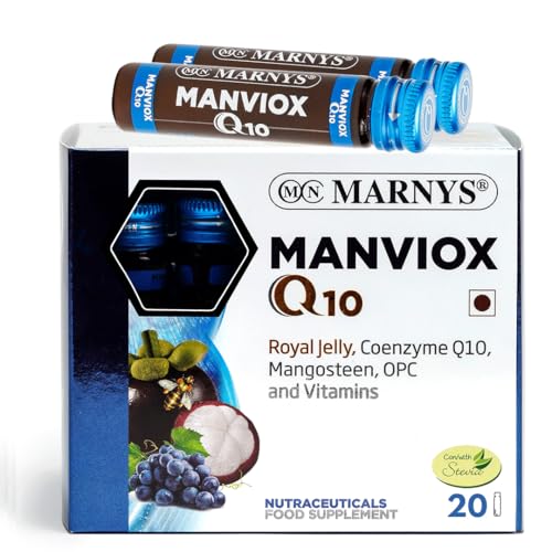 Image of Marnys Manviox Q10 | Premium Antioxidant, anti-ageing and fertility support supplement for both men & women with Co-enzyme Q10, Royal Jelly,vitamins, folic acid & Biotin| 20 drinkable vials