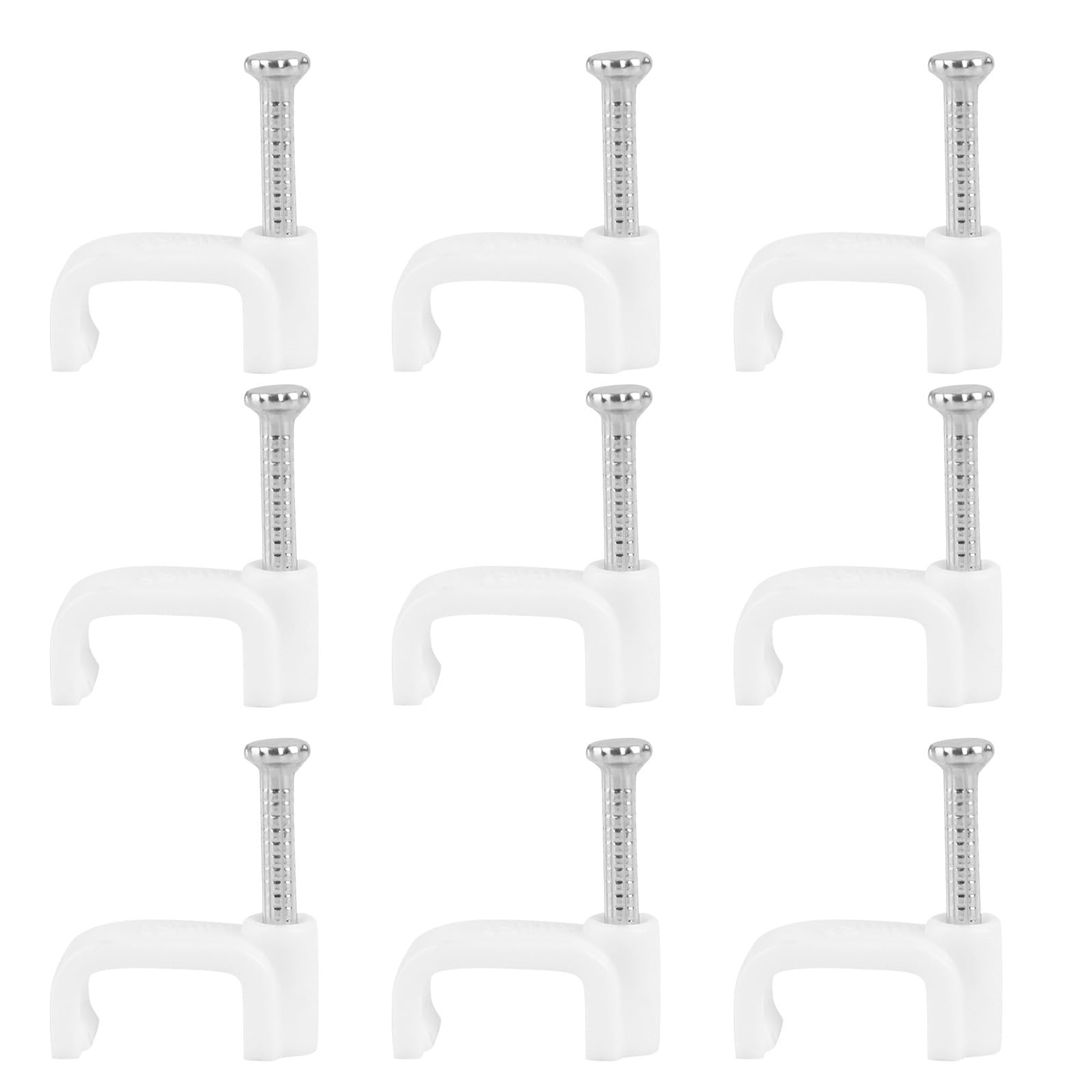 Clip Cavi Elettrici Quadrati 12mm Rinforzati, 5 Confezioni | Pe e Acciaio, Bianco, per Tv Wire e Cable, Ufficio e Casa, Resistente alla Corrosione, Facile da Installare