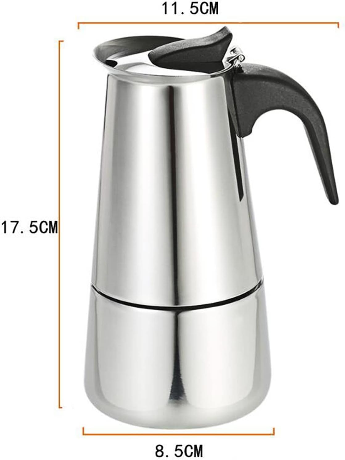 Cafetera eléctrica de acero inoxidable de 500 W, 200 ml, 4 tazas, cafetera moka, cafetera eléctrica con válvula de seguridad, para cocinas, cafés, oficinas