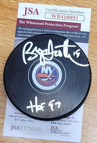 Autographed Bryan Trottier "HOF 97" New York Islanders Hockey Puck JSA