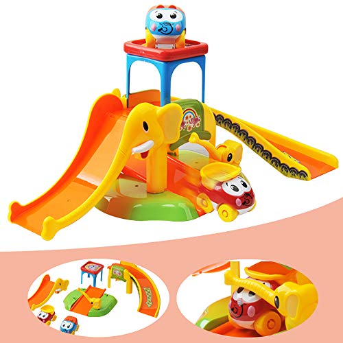 GizmoVine Baby Toys Toddler Car Toys Ramp Toys for 2 Years Old Boys, Elephant Parking Lot Slide Assembly Baby Sensory Toys Infant Early Education Puzzle Track 